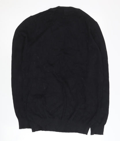 Charles Wilson Men’s Black Cotton Nylon Crew Neck Pullover Jumper Size L