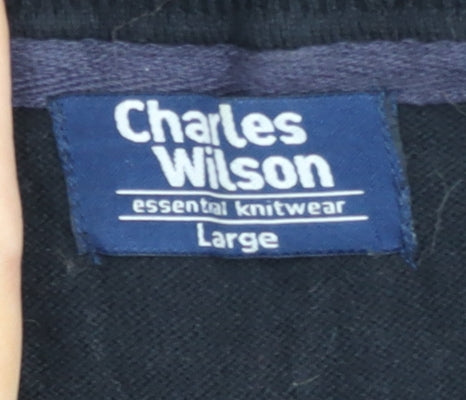 Charles Wilson Men’s Black Cotton Nylon Crew Neck Pullover Jumper Size L