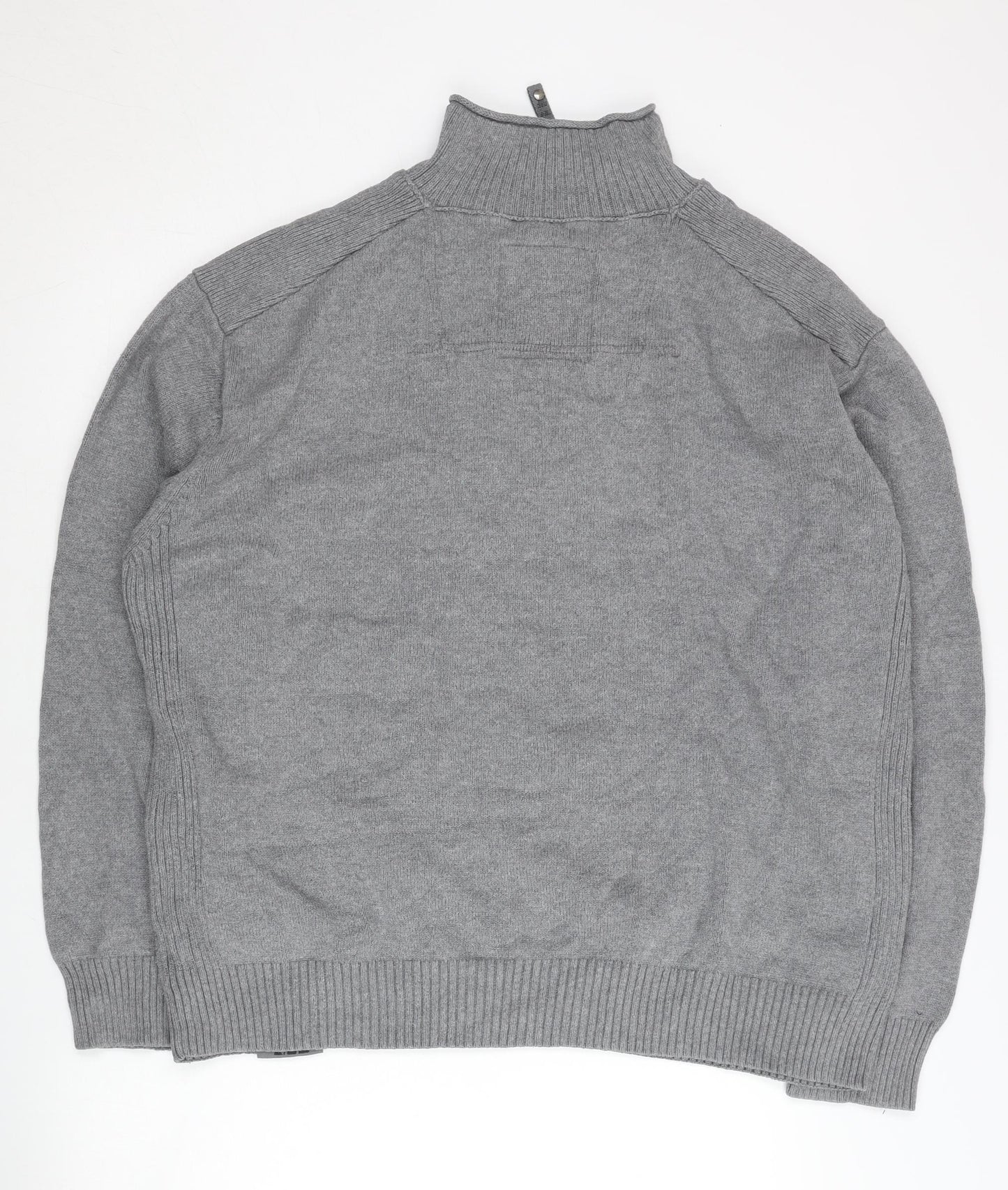 Next Men’s Grey 2XL Mock Neck 1/4 Zip Cotton Jumper