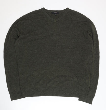 Thomas Nash Men’s Green Acrylic V-Neck Pullover Jumper Size L