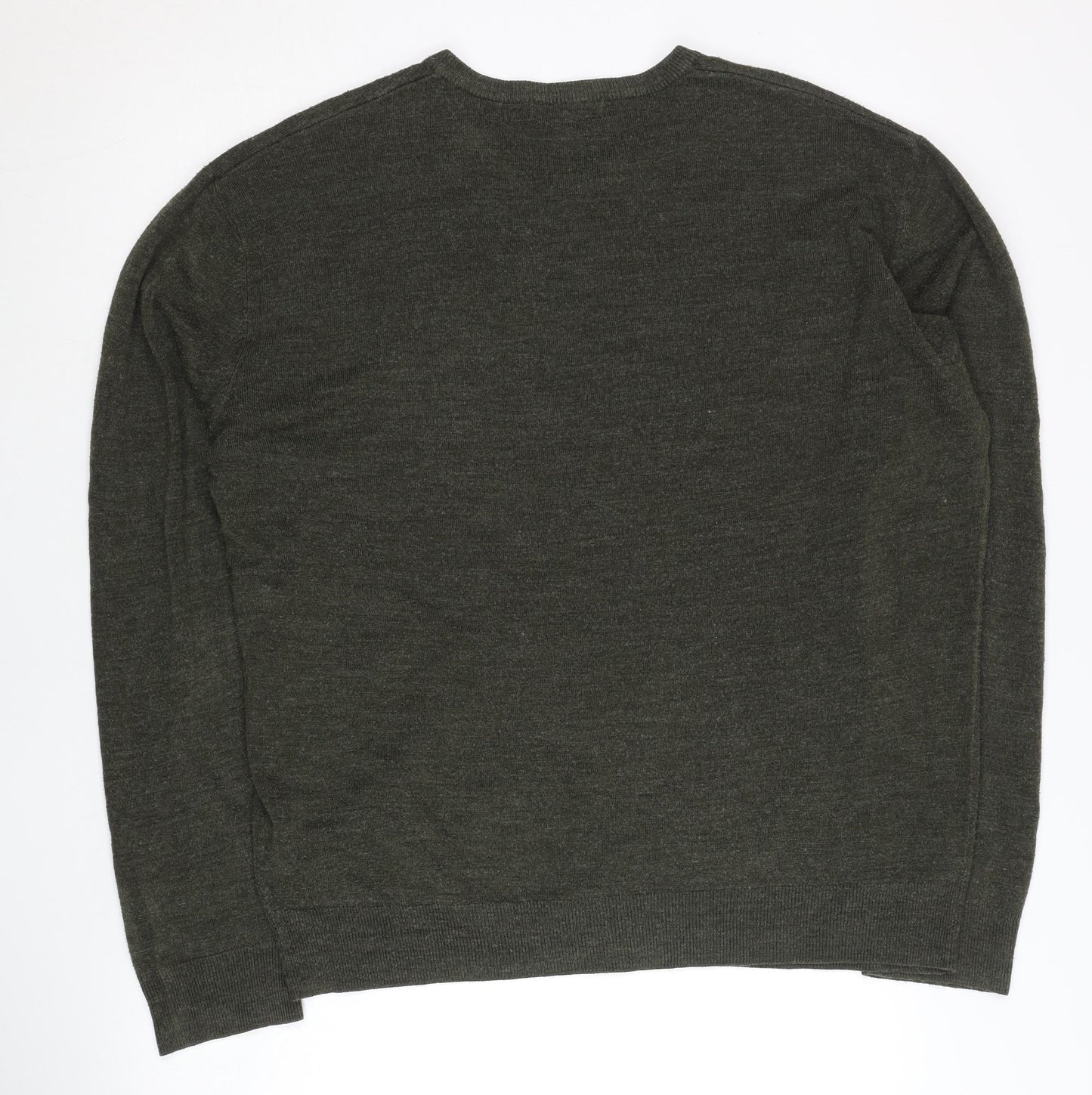 Thomas Nash Men’s Green Acrylic V-Neck Pullover Jumper Size L