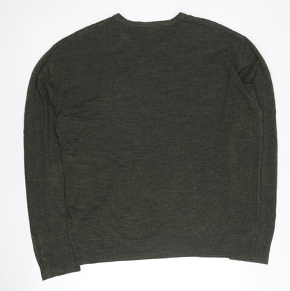 Thomas Nash Men’s Green Acrylic V-Neck Pullover Jumper Size L