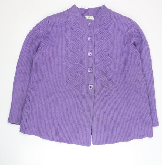 Eastex Womens Purple Cardigan UK 20 Crew Neck Lambswool Blend