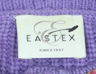 Eastex Womens Purple Cardigan UK 20 Crew Neck Lambswool Blend