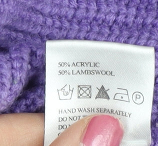 Eastex Womens Purple Cardigan UK 20 Crew Neck Lambswool Blend