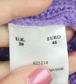 Eastex Womens Purple Cardigan UK 20 Crew Neck Lambswool Blend