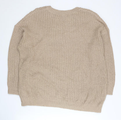 Womens UK Size M New Look Beige Pullover Jumper