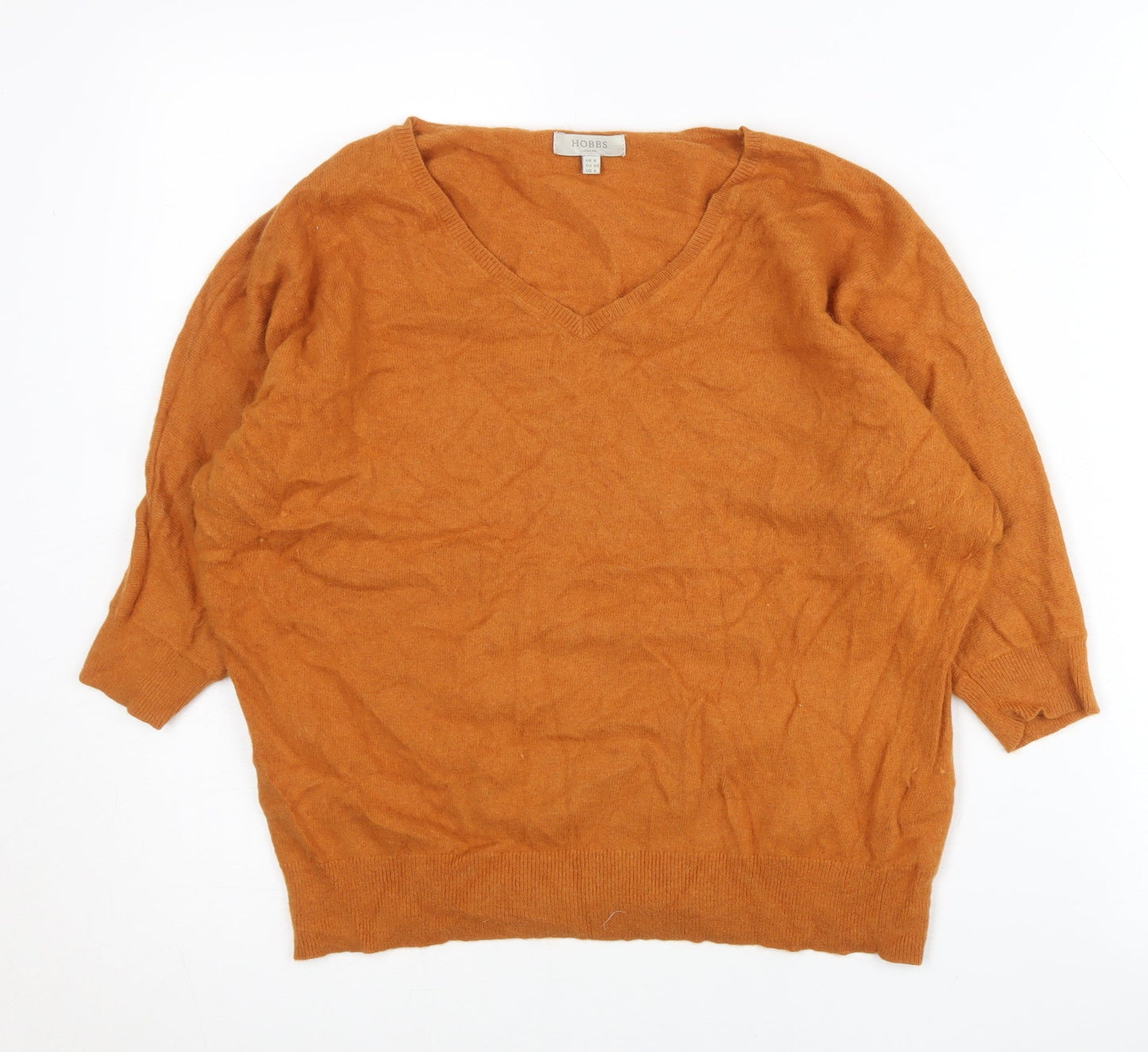 Hobbs Women’s Orange Angora Blend V-Neck Jumper Size 8