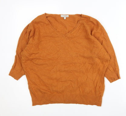 Hobbs Women’s Orange Angora Blend V-Neck Jumper Size 8