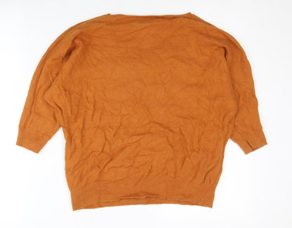 Hobbs Women’s Orange Angora Blend V-Neck Jumper Size 8
