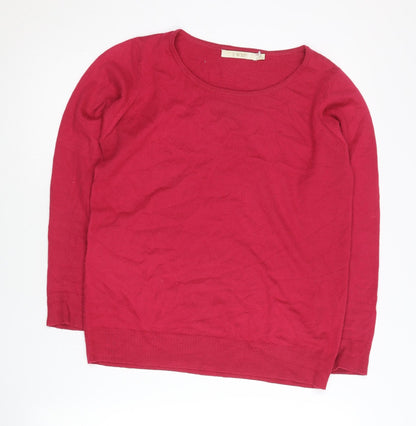 EWM Womens Red Acrylic Pullover Jumper Size S 10-12 Scoop Neck