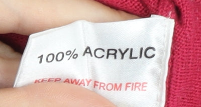 EWM Womens Red Acrylic Pullover Jumper Size S 10-12 Scoop Neck