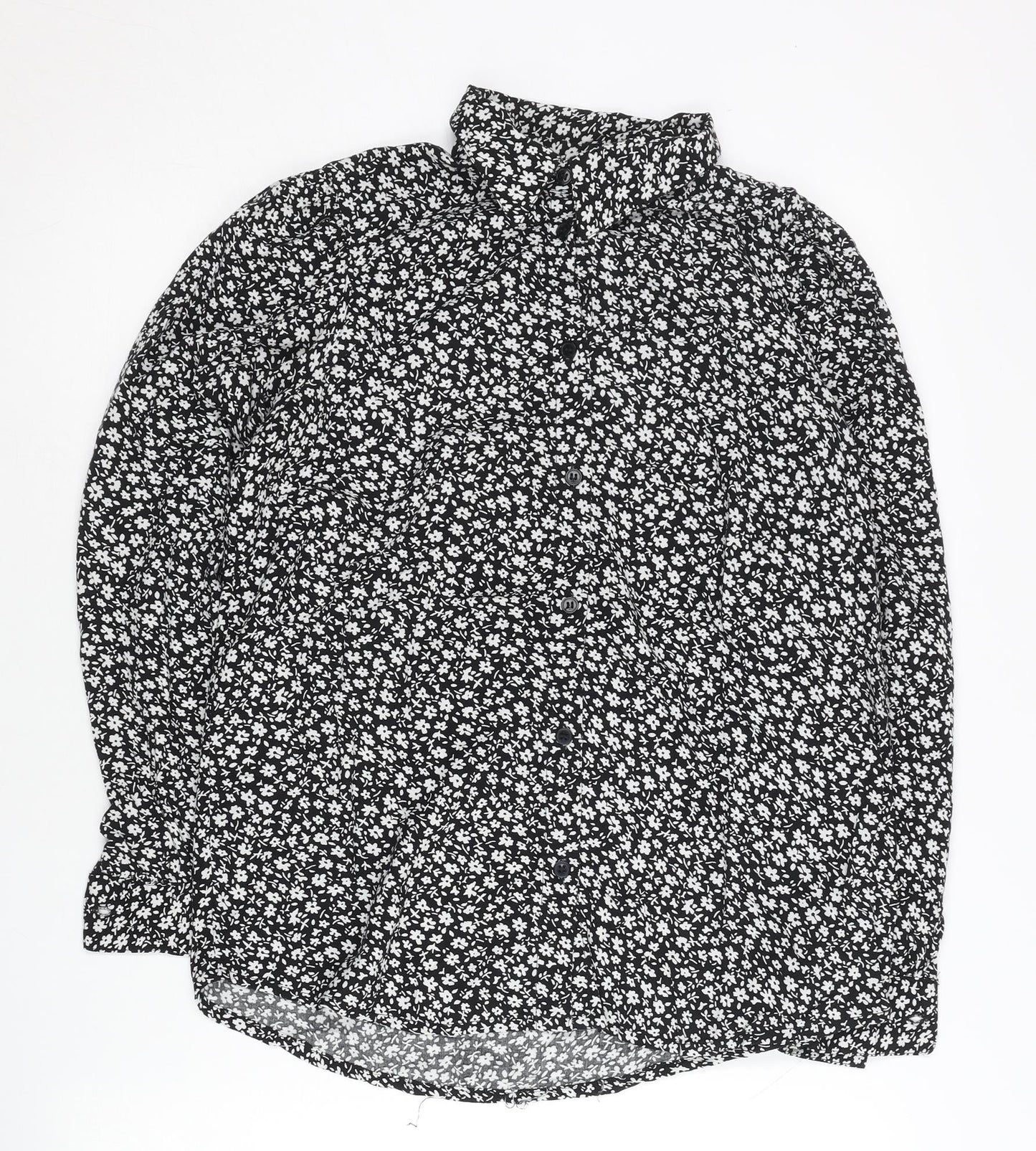 Womens UK Size 8 Dorothy Perkins Black Blouse Button-Up