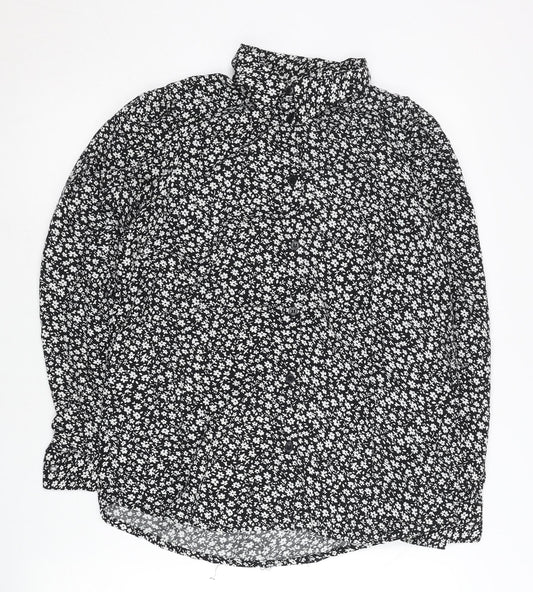 Womens UK Size 8 Dorothy Perkins Black Blouse Button-Up