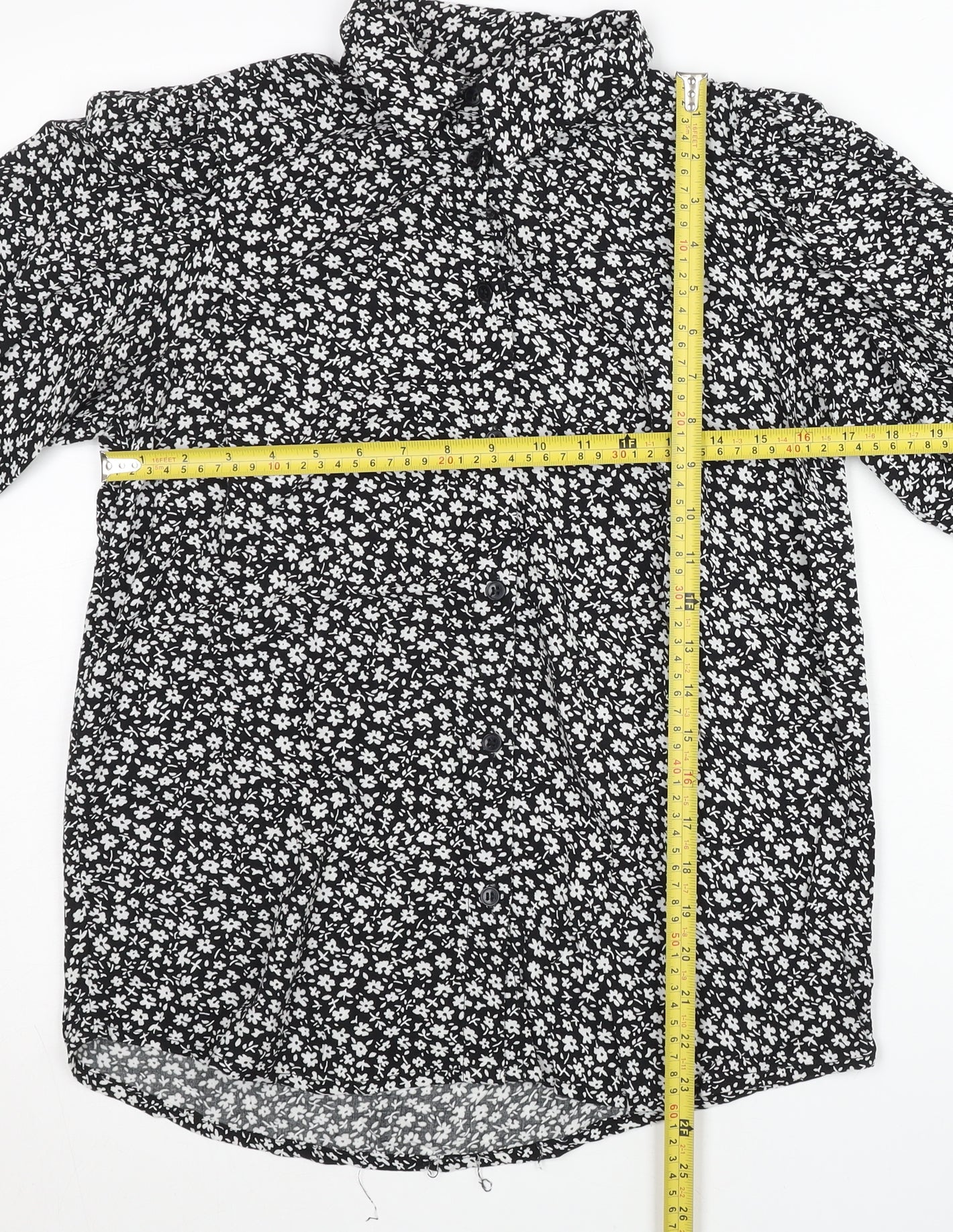 Womens UK Size 8 Dorothy Perkins Black Blouse Button-Up