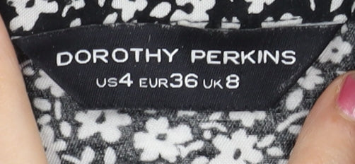 Womens UK Size 8 Dorothy Perkins Black Blouse Button-Up