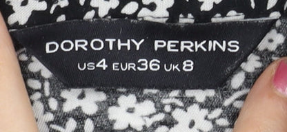 Womens UK Size 8 Dorothy Perkins Black Blouse Button-Up