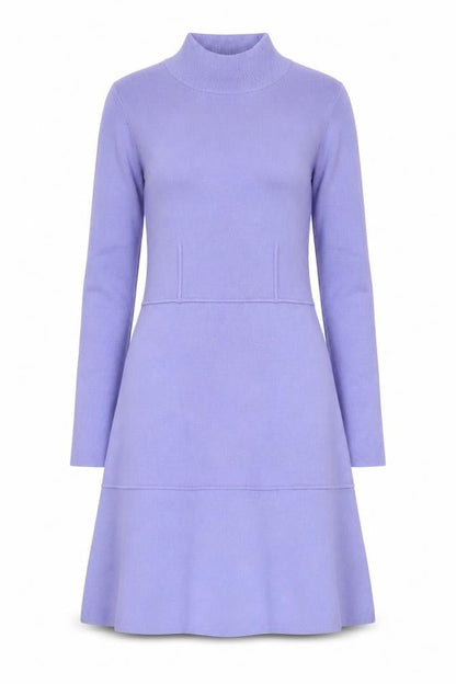 Zara Women Purple A-Line Knit Dress Size S Long Sleeve Mock Neck