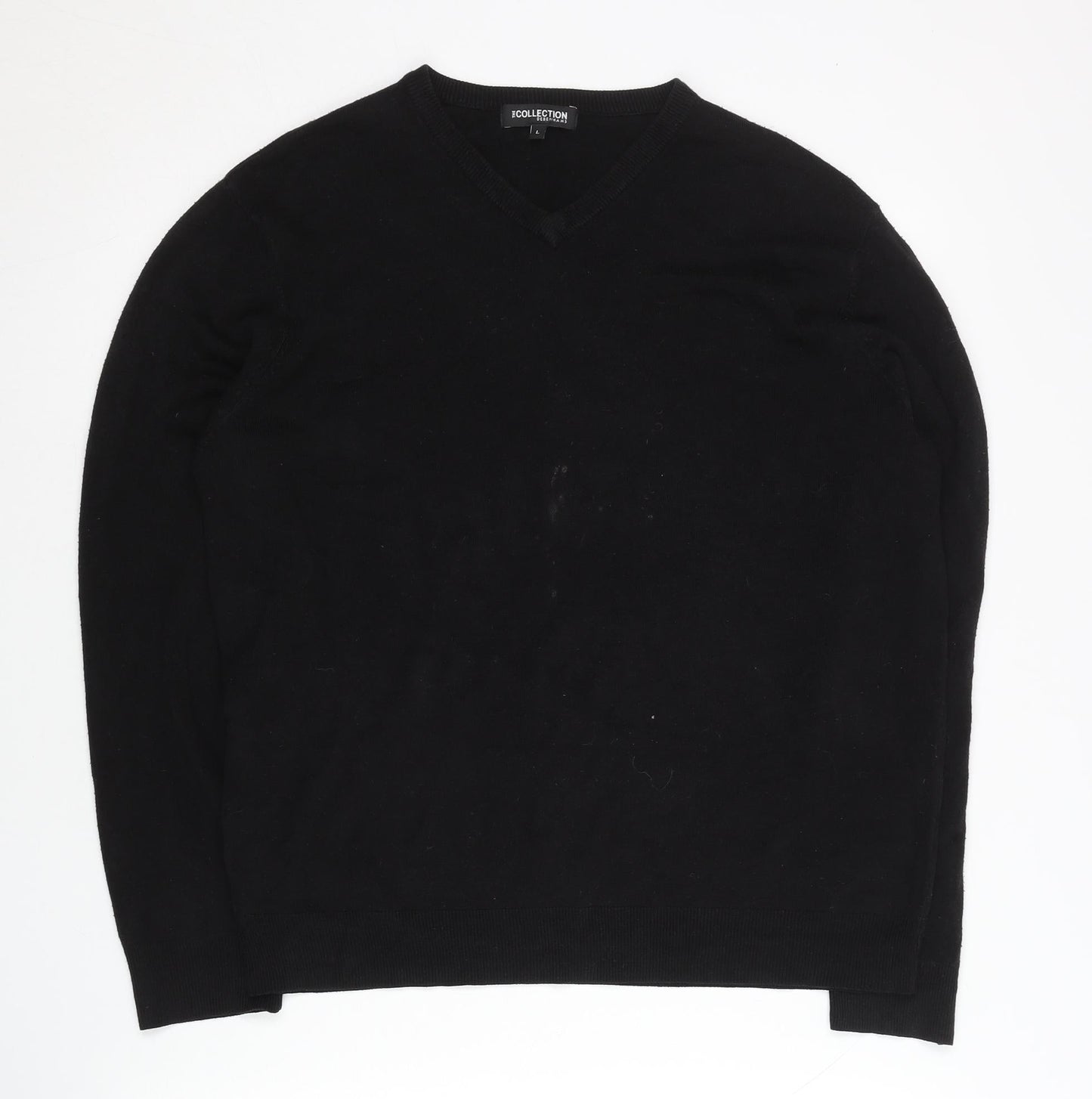 Debenhams Men’s Black V-Neck Acrylic Jumper L Regular Fit