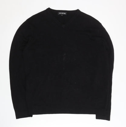 Debenhams Men’s Black V-Neck Acrylic Jumper L Regular Fit