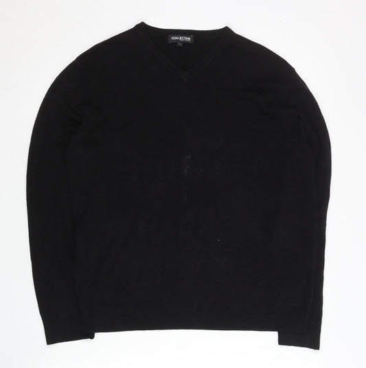 Debenhams Men’s Black V-Neck Acrylic Jumper L Regular Fit