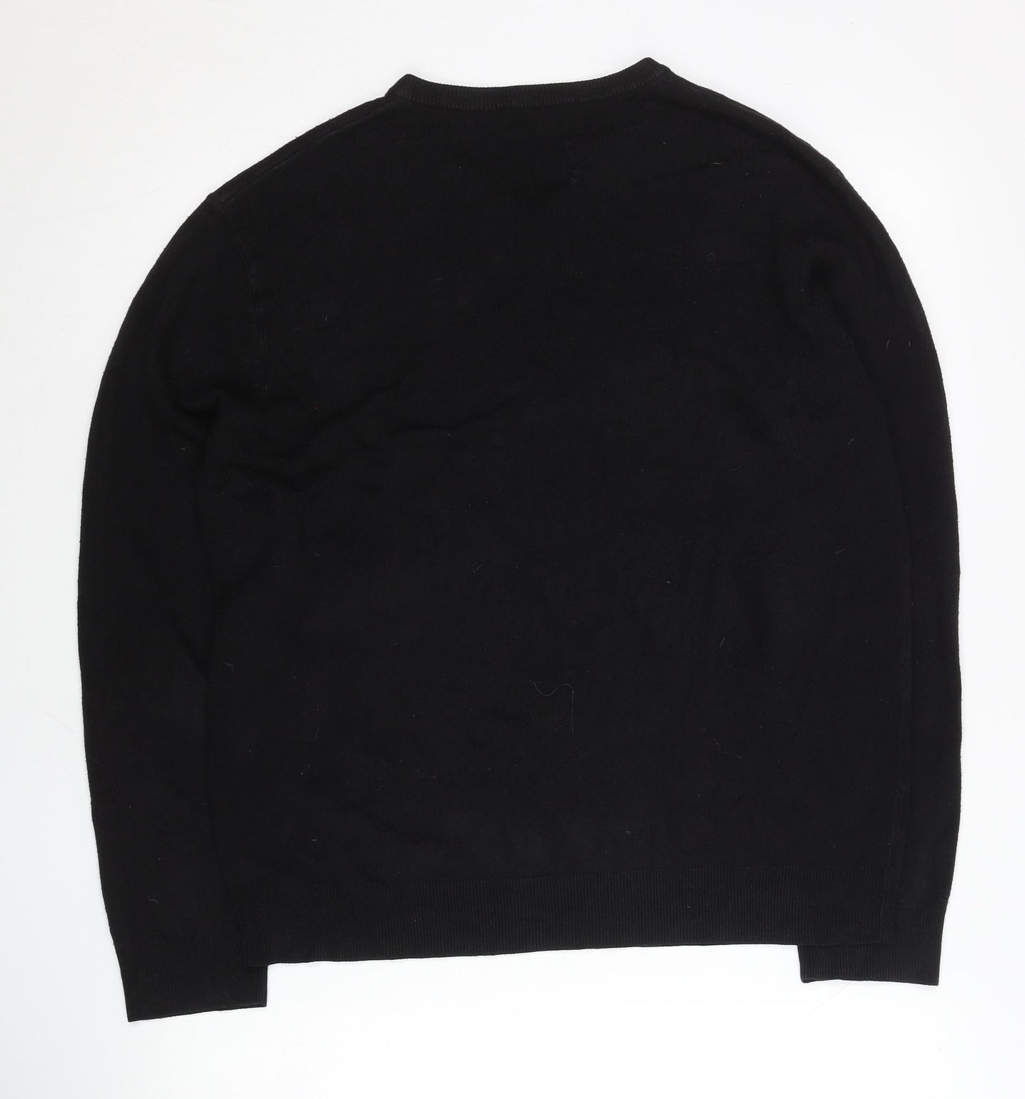 Debenhams Men’s Black V-Neck Acrylic Jumper L Regular Fit