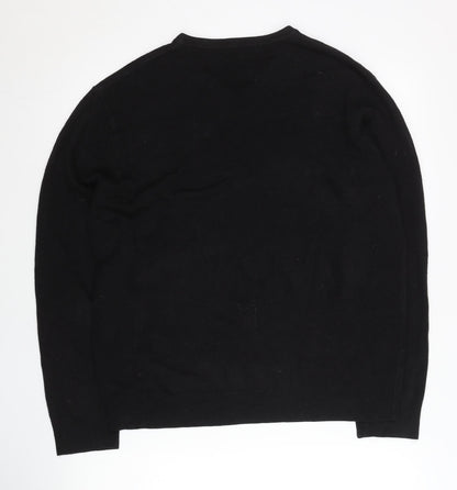 Debenhams Men’s Black V-Neck Acrylic Jumper L Regular Fit