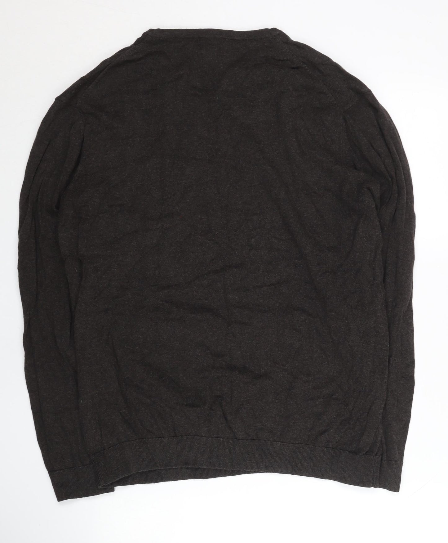 Next Men’s Brown V-Neck Cotton Nylon Jumper Size L Regular Fit