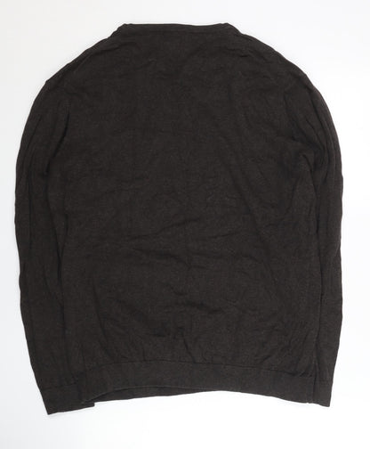 Next Men’s Brown V-Neck Cotton Nylon Jumper Size L Regular Fit