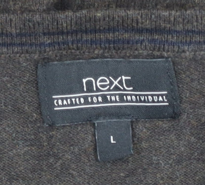 Next Men’s Brown V-Neck Cotton Nylon Jumper Size L Regular Fit
