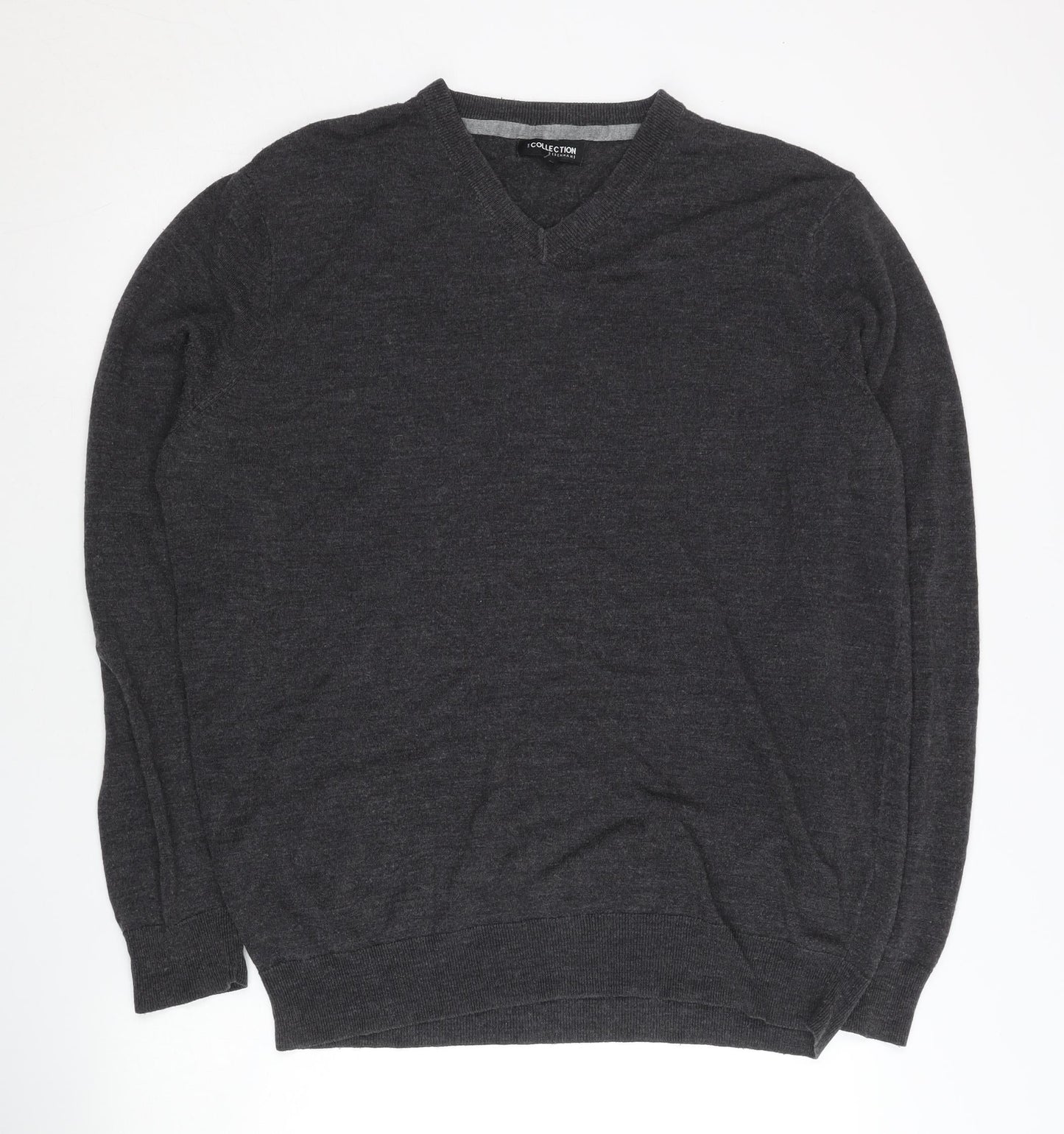 Debenhams Men’s Grey V-Neck Acrylic Knit Jumper Size L