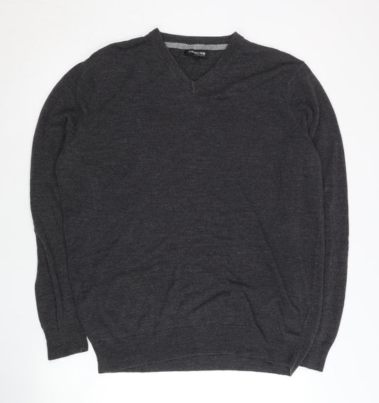 Debenhams Men’s Grey V-Neck Acrylic Knit Jumper Size L