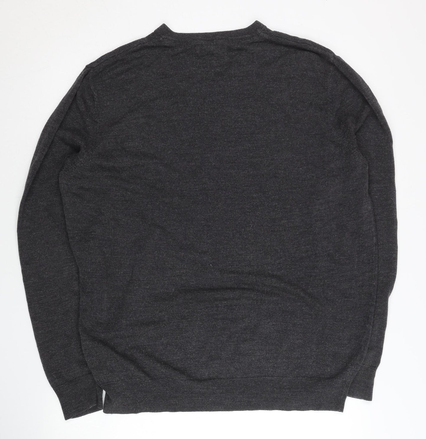 Debenhams Men’s Grey V-Neck Acrylic Knit Jumper Size L