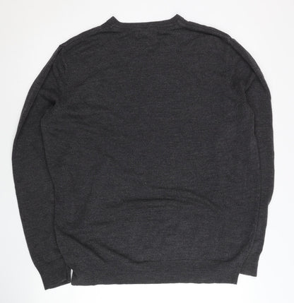 Debenhams Men’s Grey V-Neck Acrylic Knit Jumper Size L