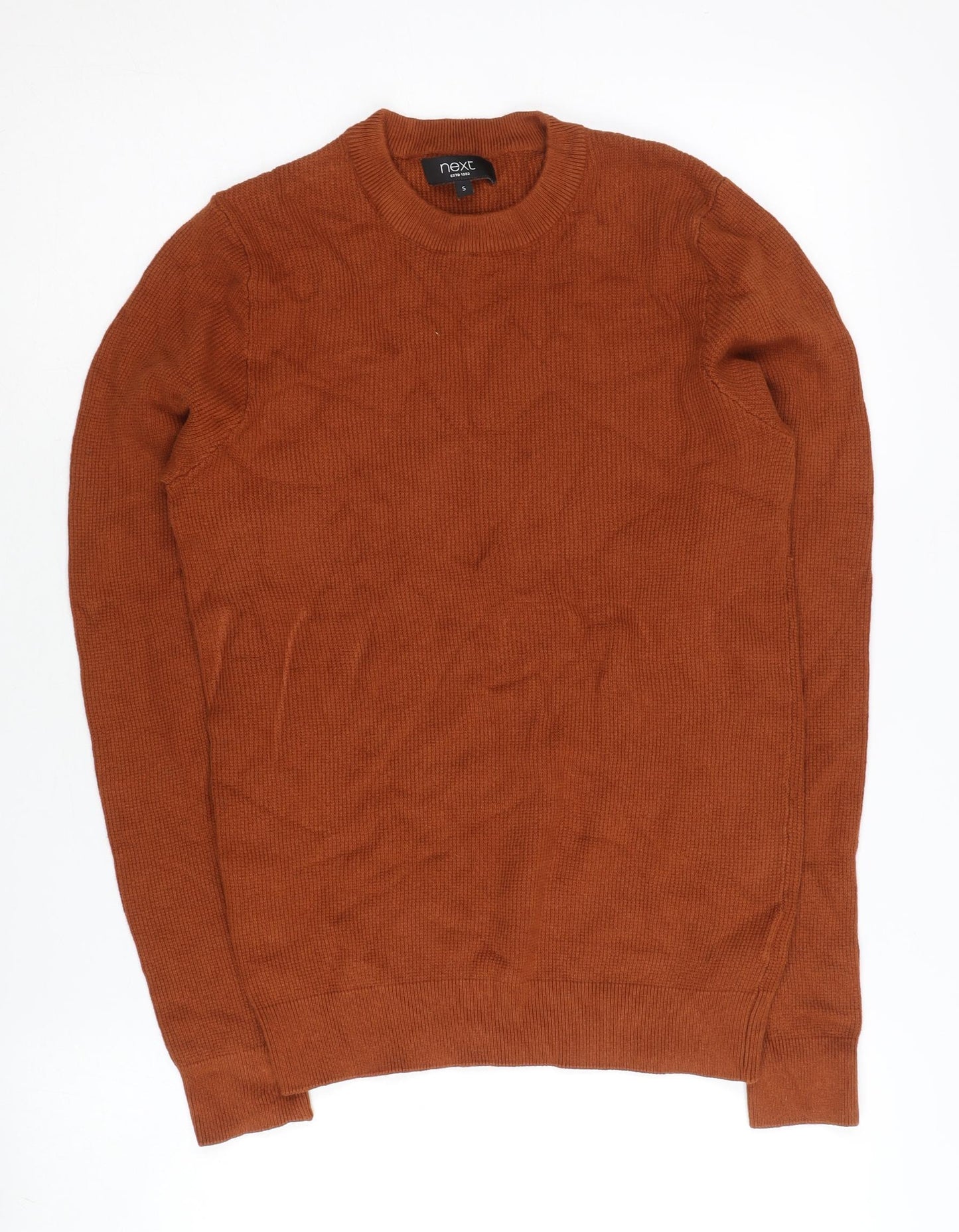 Next Mens Brown Cotton Blend Crew Neck Jumper Size S