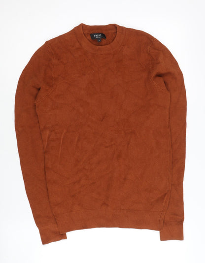 Next Mens Brown Cotton Blend Crew Neck Jumper Size S