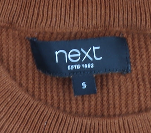 Next Mens Brown Cotton Blend Crew Neck Jumper Size S