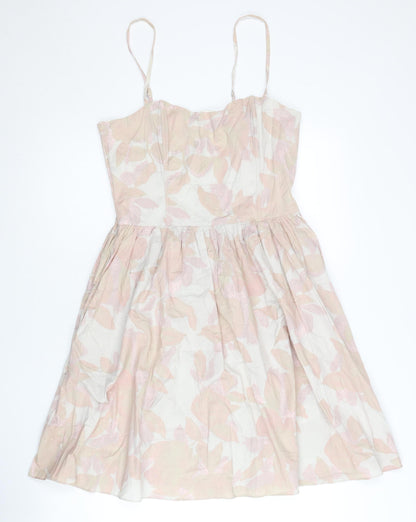 H&M Women’s Pink Floral Fit & Flare Cotton Dress Size 12