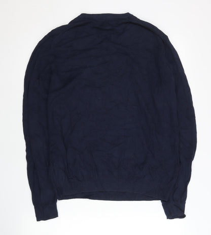 Marks and Spencer Men’s Blue L V-Neck Regular Fit Cotton Jumper