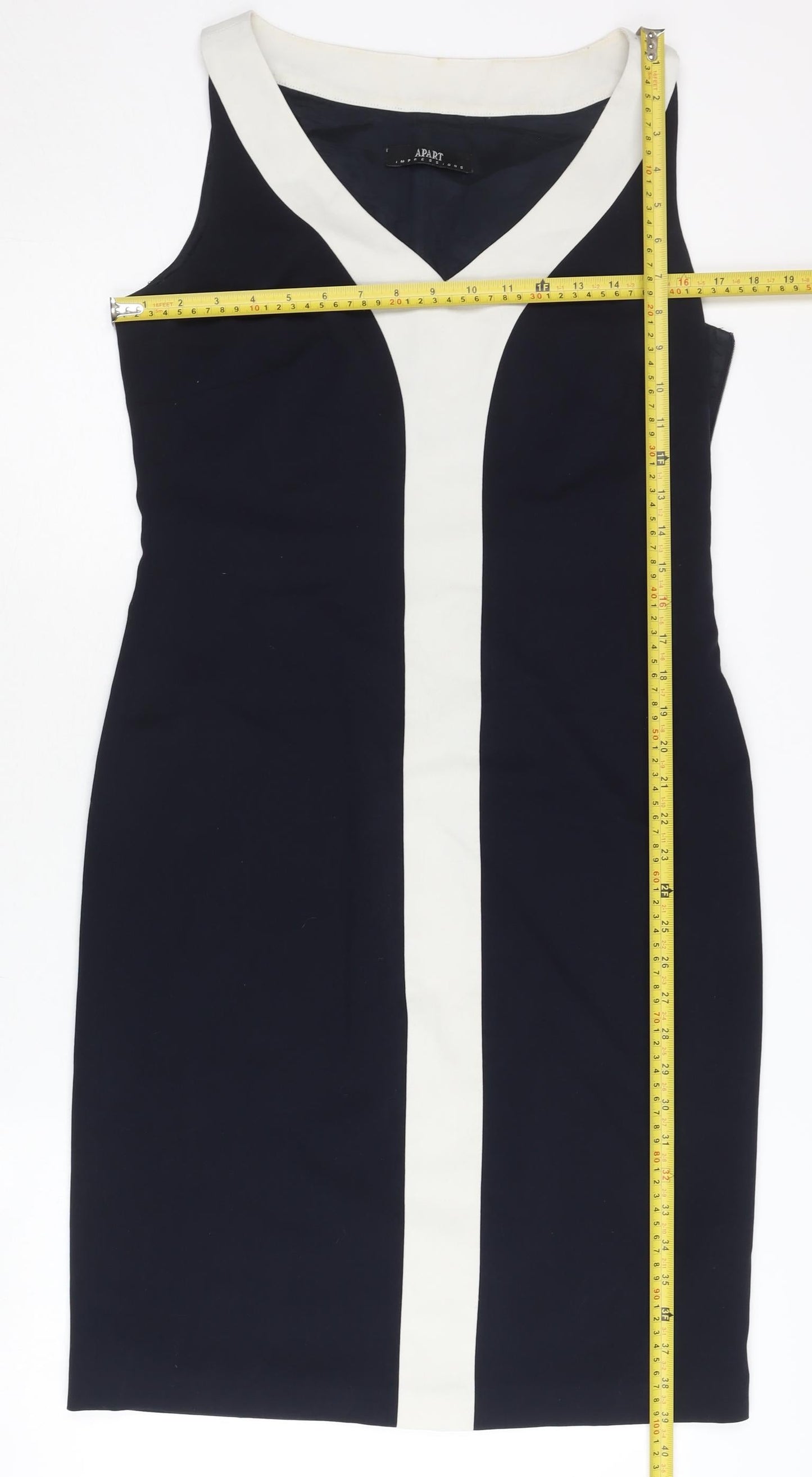 Apart Impressions Women’s Black White Sheath Dress UK 12 V-Neck