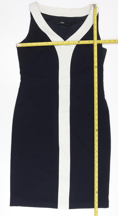 Apart Impressions Women’s Black White Sheath Dress UK 12 V-Neck
