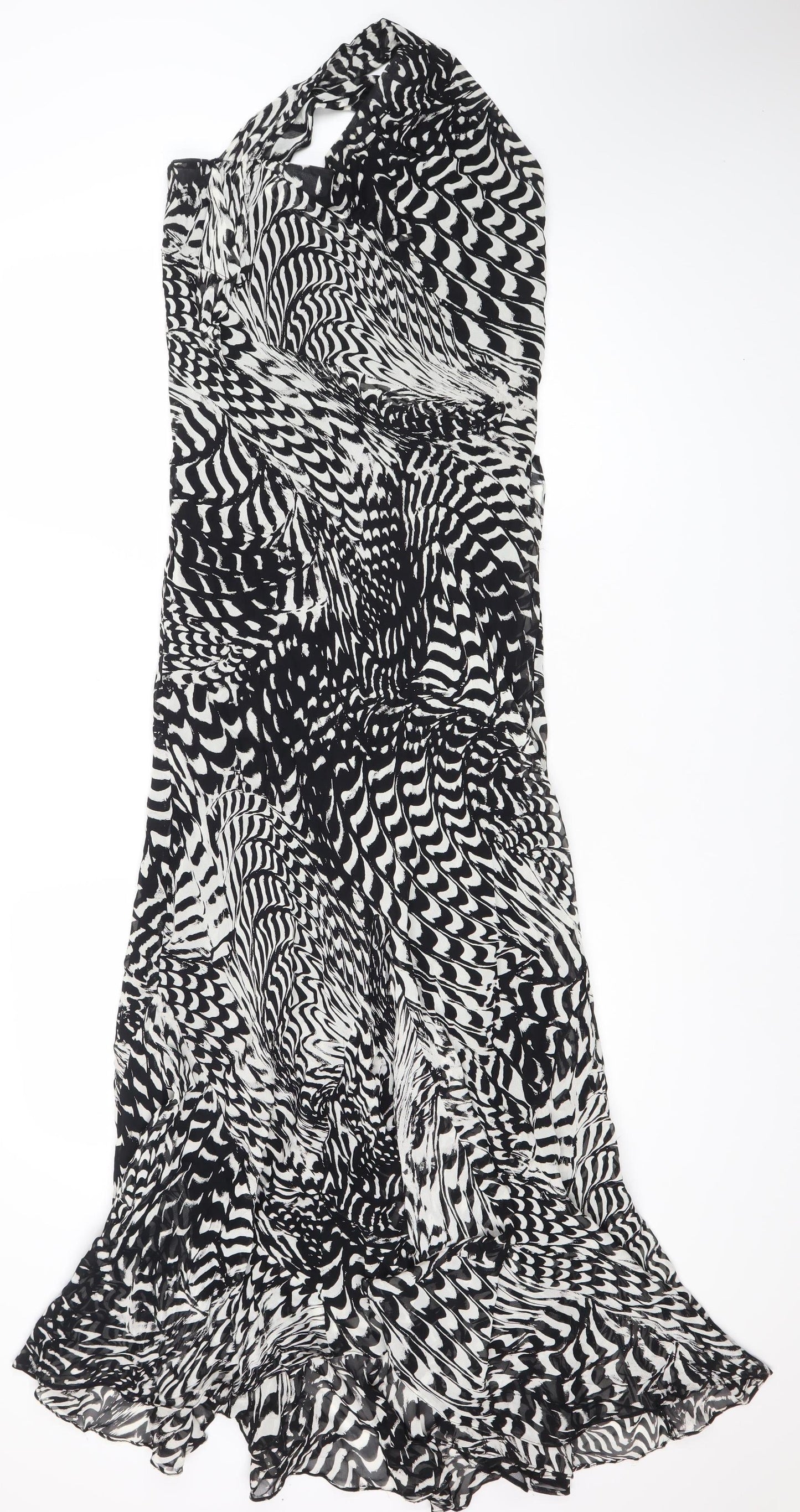 White House Black Market Women’s Black White One Shoulder Asymmetric Dress Size 8