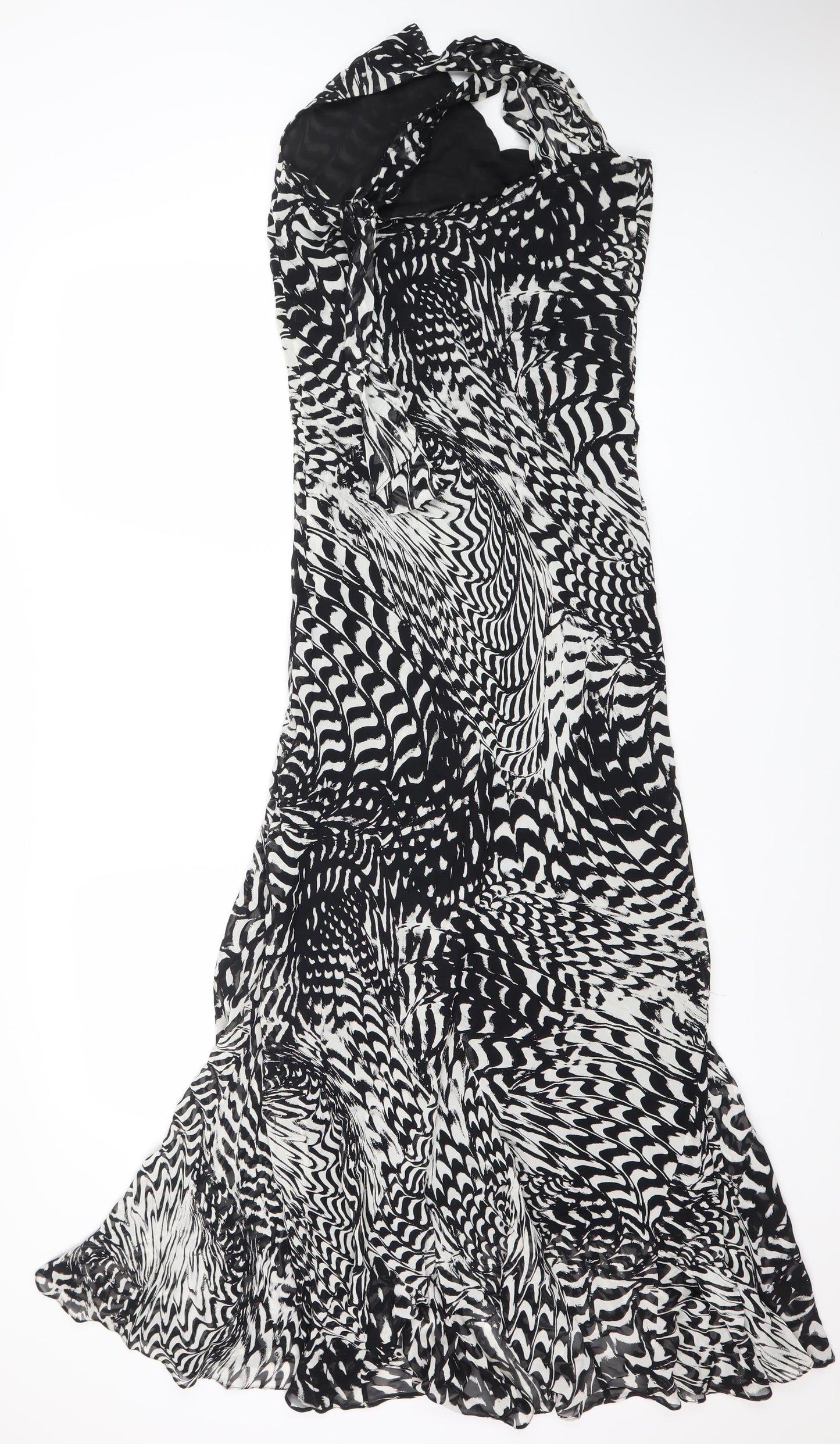 White House Black Market Women’s Black White One Shoulder Asymmetric Dress Size 8