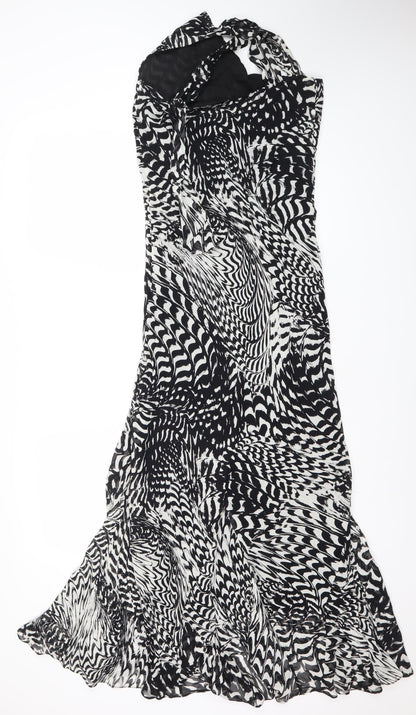 White House Black Market Women’s Black White One Shoulder Asymmetric Dress Size 8