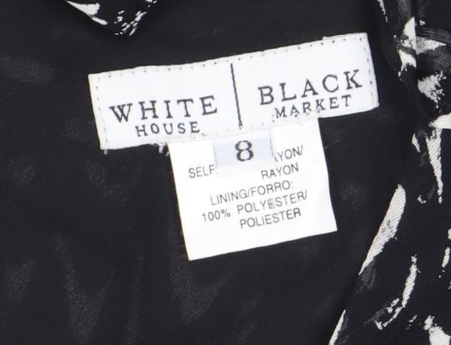 White House Black Market Women’s Black White One Shoulder Asymmetric Dress Size 8