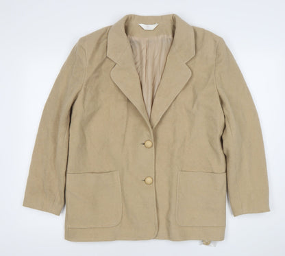 Choices Women’s Beige Wool Blend Blazer Jacket Size 14 Long Sleeve