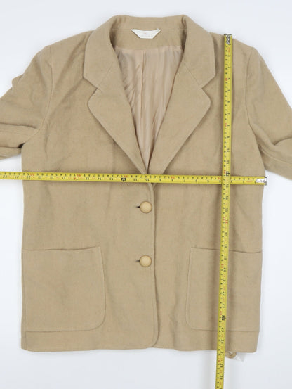 Choices Women’s Beige Wool Blend Blazer Jacket Size 14 Long Sleeve