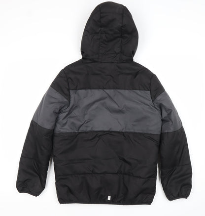 Regatta Boys Black Grey Puffer Jacket 11-12 Years Hooded Winter Coat