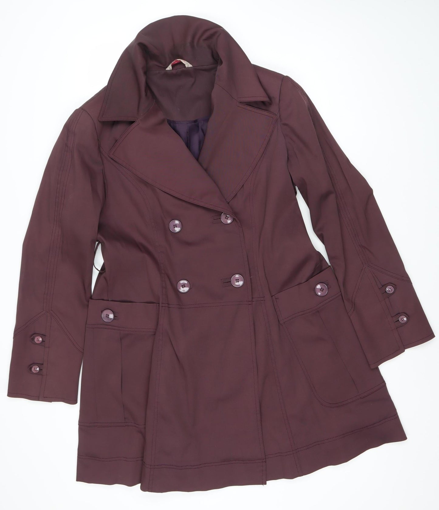 Lucy London Womens Purple Cotton Blend Mid-Length Pea Coat Size 12