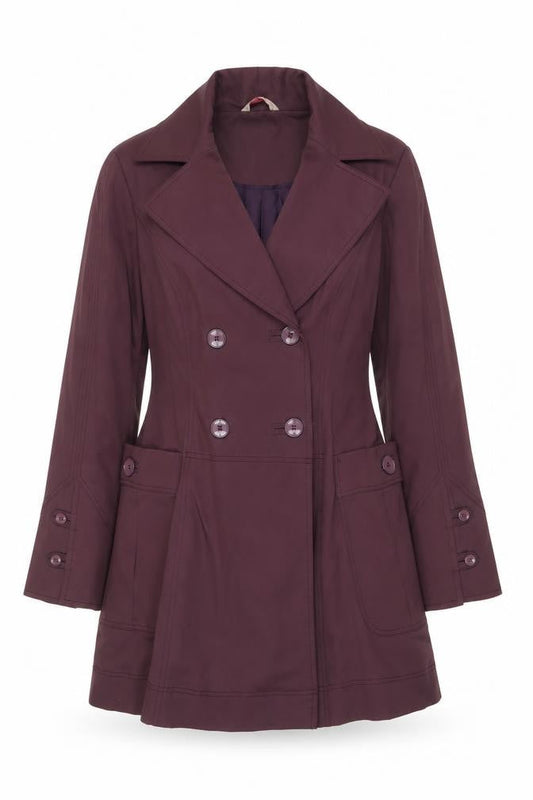 Lucy London Womens Purple Cotton Blend Mid-Length Pea Coat Size 12